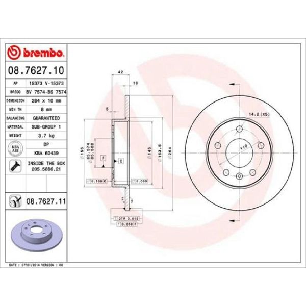 Bremsscheibe Brembo 08.7627.11-image