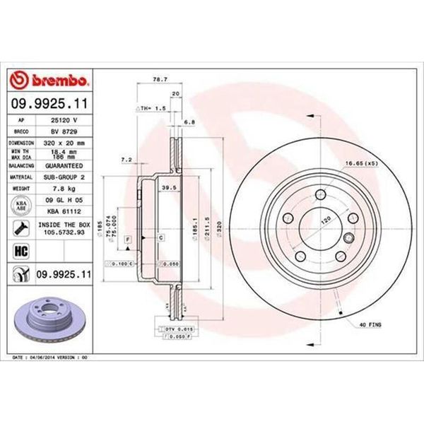 2X Disco Freno Brembo 09.9925.11 Per Bmw X5 (E70) X5 (F15 F85) X6 (E71 E72)-image