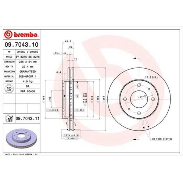 2X Disco Freno Brembo 09.7043.11-image