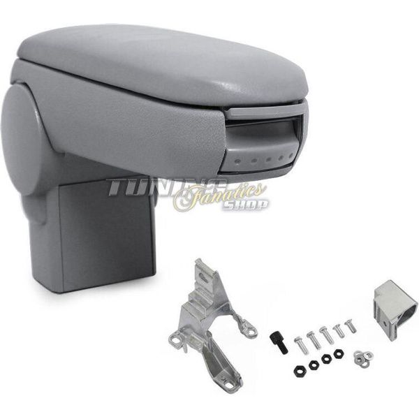 Bracciolo Centrale Mal Set Per Vw Golf 4 Iv / Bora + Variant In Pelle Grigia-image