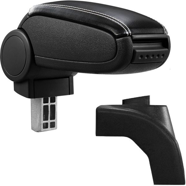 Bracciolo Centrale Mal Rivestimento In Pelle Nero / Bianco Per Vw Golf 6 Vi-image