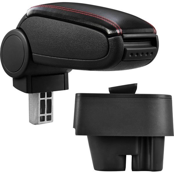 Bracciolo Centrale Mal Rivestimento In Pelle Nero / Rosso Per Peugeot 207 + Sw +Cc-image