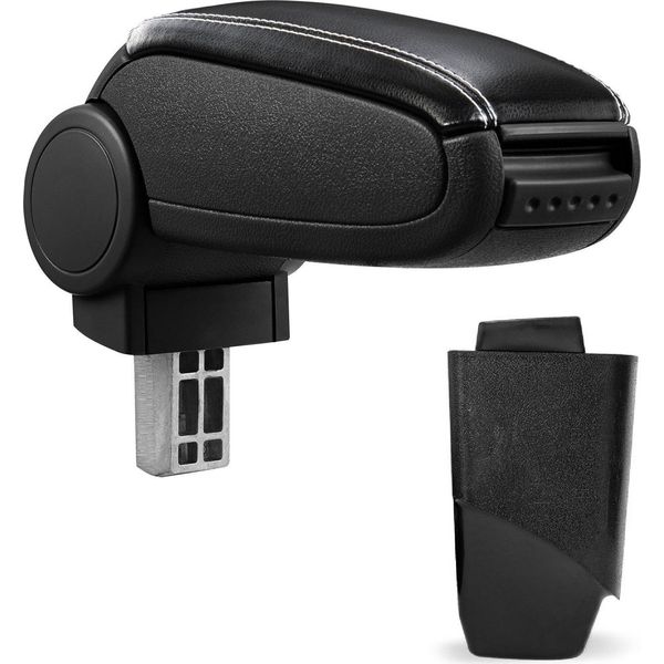 Rivestimento In Pelle Del Bracciolo Centrale Nero / Bianco Per Peugeot 206 + 206 Cc-image