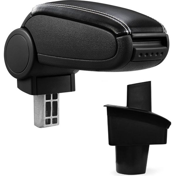 Copri Bracciolo Centrale In Pelle Nero/Bianco Per Vw Passat 3C B6 +Variante-image