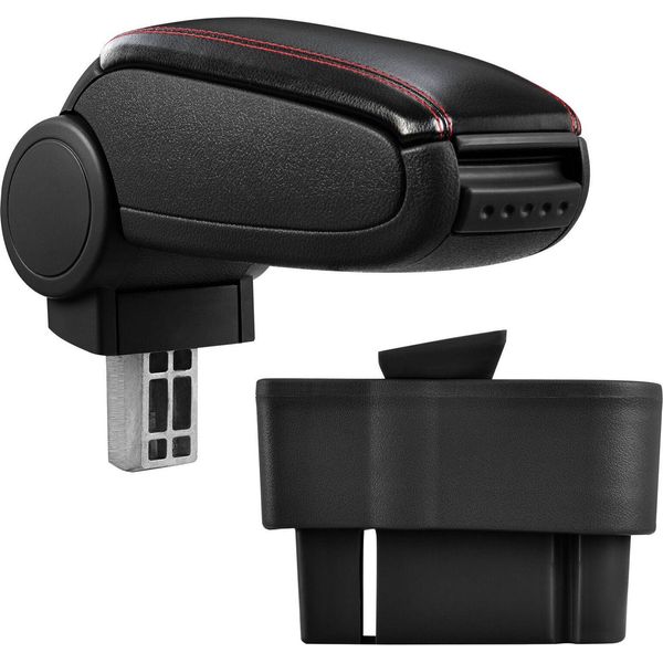 Bracciolo Centrale Mal Rivestimento In Pelle Nero / Rosso Per Opel Corsa D Dal 2006-image