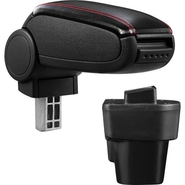 Copri Bracciolo Centrale In Pelle Nero / Rosso Per Fiat Qubo Dal 2007-image