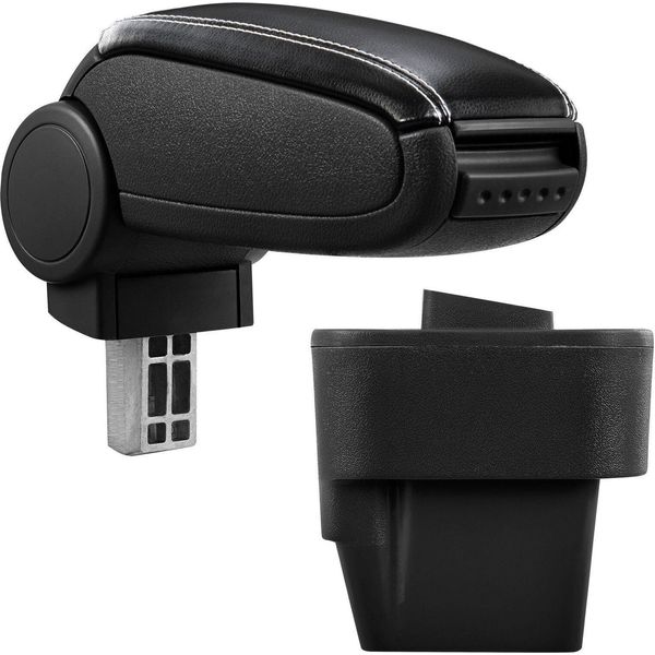 Copri Bracciolo Centrale In Pelle Nero / Bianco Per Opel Astra H 2004-2010-image