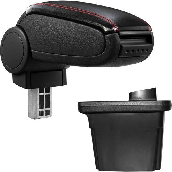 Bracciolo Centrale In Pelle Nero / Rosso Per Hyundai I30 2007-2012-image