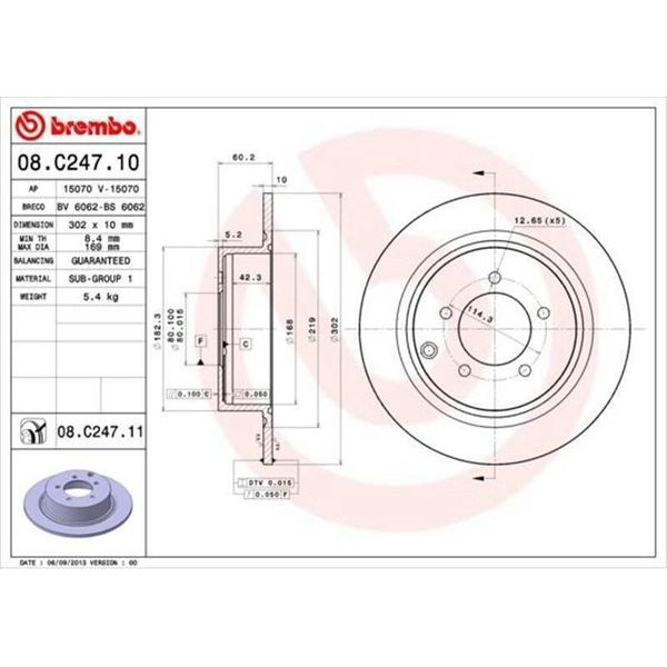 2X Disco Freno Brembo 08.C247.11 Per Peugeot 4007 (Vu_ Vv_) 4008 Suv-image