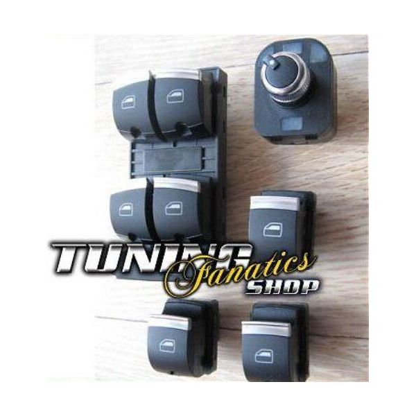 Pulsante Interruttore Regolatore Finestrino Originale Audi In Alluminio Cromato Audi A6 S6 4F C6 E Q7 4L-image