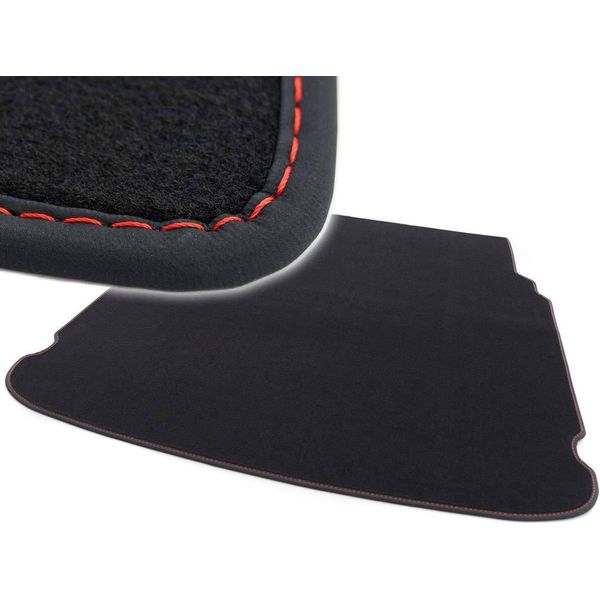 Tappetino Per Mercedes Classe E S213 Estate & Amg Tappetino Di Protezione Per Il Bagagliaio In Moquette Velours, Cuciture Decorative Rosse-image
