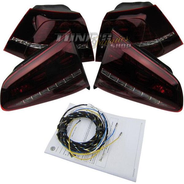 Originale Vw R Blackline / Luci Posteriori A Led Nere + Cablaggio Per Vw Golf Vii 7-image