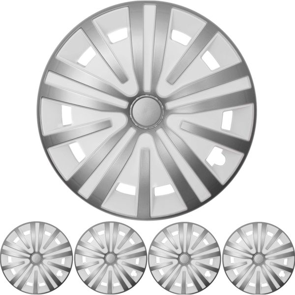 4X Set Di Copricerchi Premium Design Spinel 15 Inch In Argento / Bianco-image