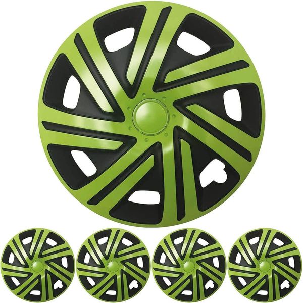 4X Set Di Coprimozzi Premium Design "Cyrkon"" 16 Inch In Verde Nero"-image