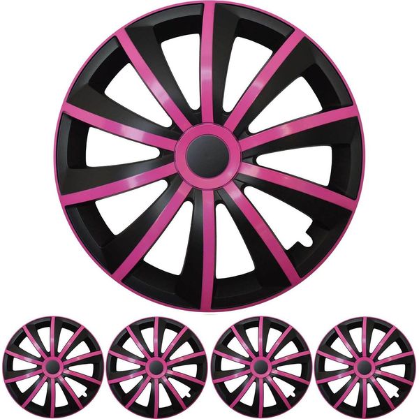 4X Set Di Coprimozzi Premium Design Gral 15 Inch In Rosa/Nero-image