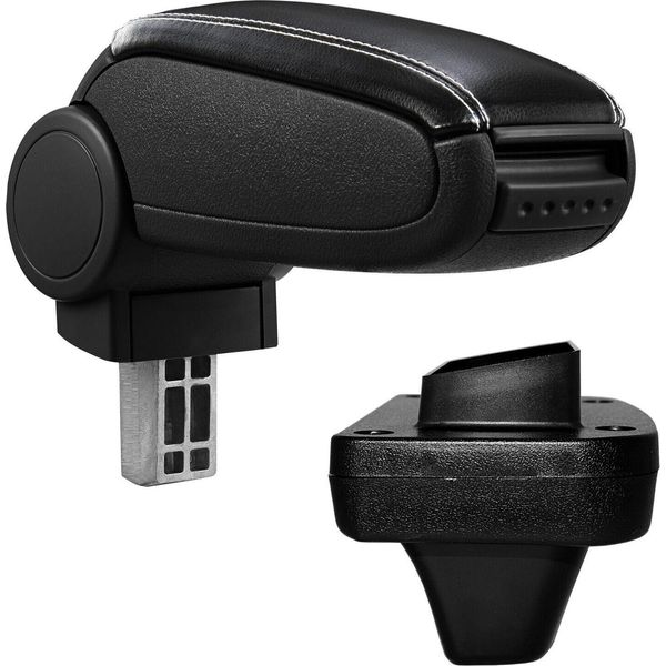 Set Bracciolo Centrale In Pelle Cuciture Nere Bianco Per Opel Astra K Dal 2015-image