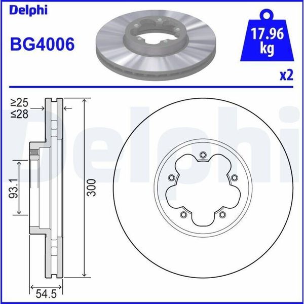 2X Delphi Disco Freno BG4006 Per Ford Transit MK-7 Van Transit MK-7 Bus-image