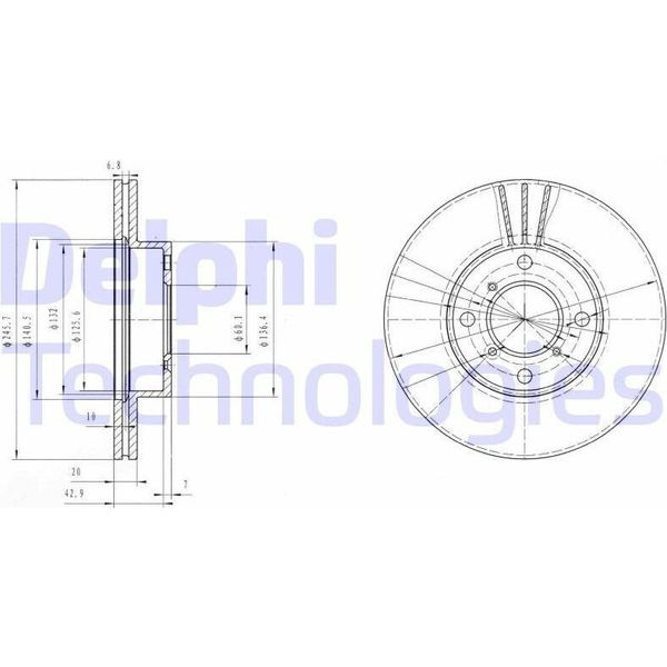 2X Delphi Disco Freno BG3341 Per Suzuki Liana Hatchback Baleno Hatchback (Eg)-image