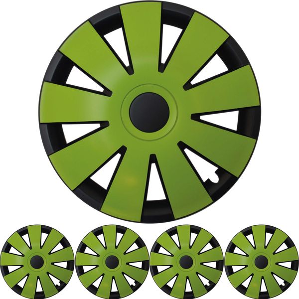 4X Coprimozzi Premium Design 15 Pollici "Nefryt"" In Nero/Verde"-image