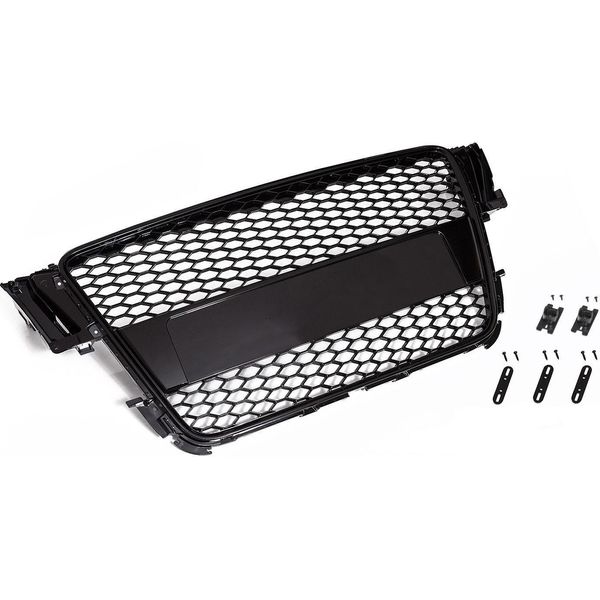 Griglia Radiatore Griglia Sportiva A Nido D'ape Nero Lucido Porta Emblema Per Audi A5 8T 2007-11-image