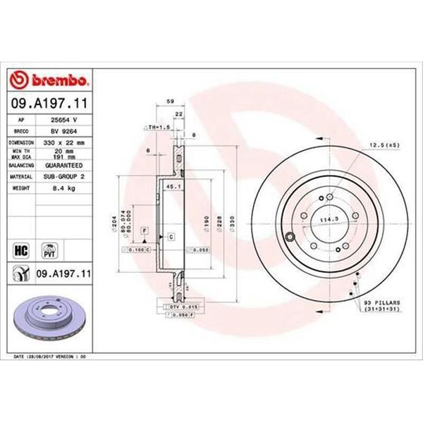 2X Disco Freno Brembo 09.A197.11 59Mm 330Mm-image