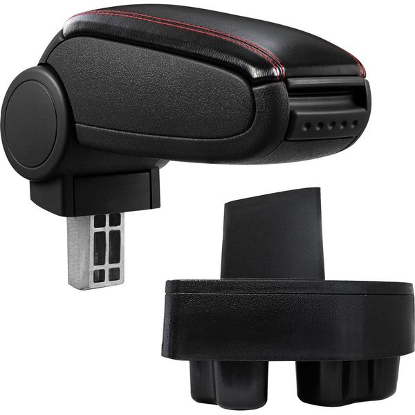 Copri Bracciolo Centrale In Pelle Nero / Rosso Per Opel Corsa C 2000-2006-image