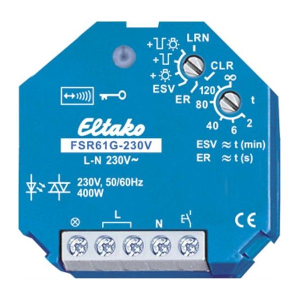Eltako FSR61G-230V Interruttore Radio A 1 Canale Da Incasso Capacità Di Commutazione (Max.) 400 W Portata Max-image