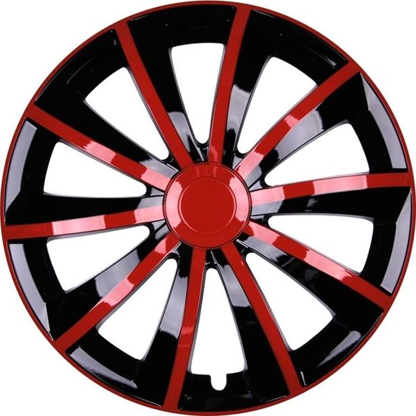 4X Coprimozzi Premium Design Copriruota Gral 15 Inch #53 Rosso Nero-image
