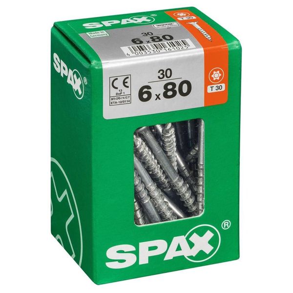 Set Di 30 Viti Spax Torx In Acciaio A Testa Svasata, Diam.6 Mm X L.80 Mm-image