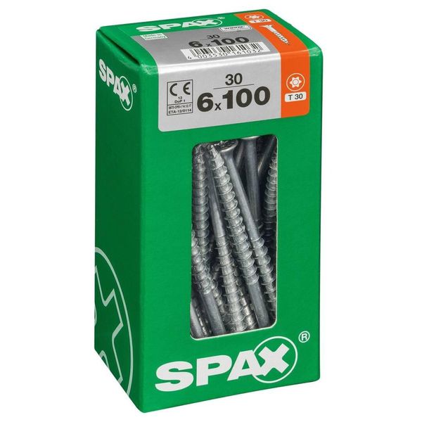 Set 30 Viti Spax In Acciaio Testa Svasata Torx, Diam.6 Mm X L.100 Mm-image