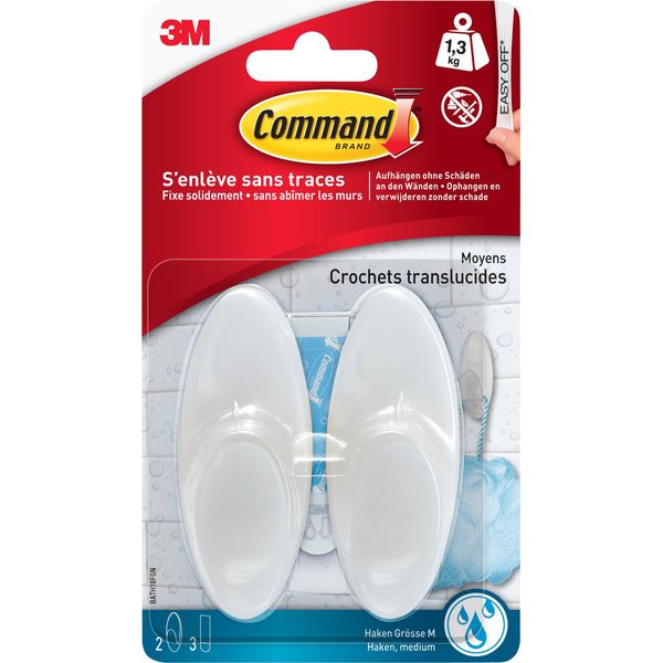 Command BATH18FGN 3M Command Gancio Da Bagno, Plastica, Misura: M, Bianco-image