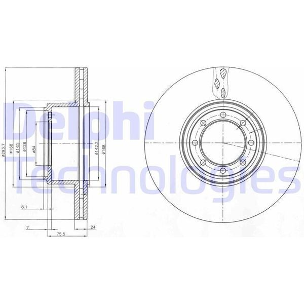 2X Disco Freno Delphi BG4102 Per Iveco Daily Vi Furgone Daily Citys Bus-image