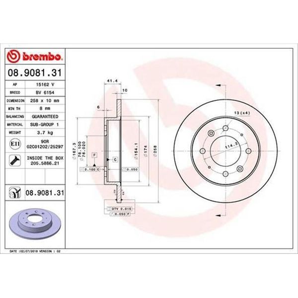 2X Disco Freno Brembo 08.9081.31 Per Kia Cerato (Ld) Cerato Notchback (Ld)-image