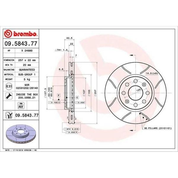 2X Disco Freno Brembo 09.5843.77 Per Opel Corsa D Hatchback (S07) Adam (M13)-image