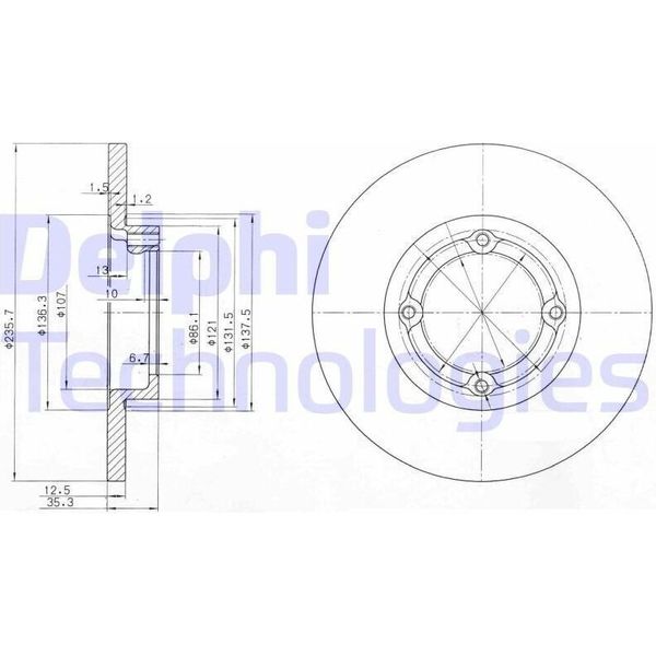 2X Disco Freno Delphi BG3551 Per Chevrolet Matiz (M200 M250) 35 5Mm 236Mm-image