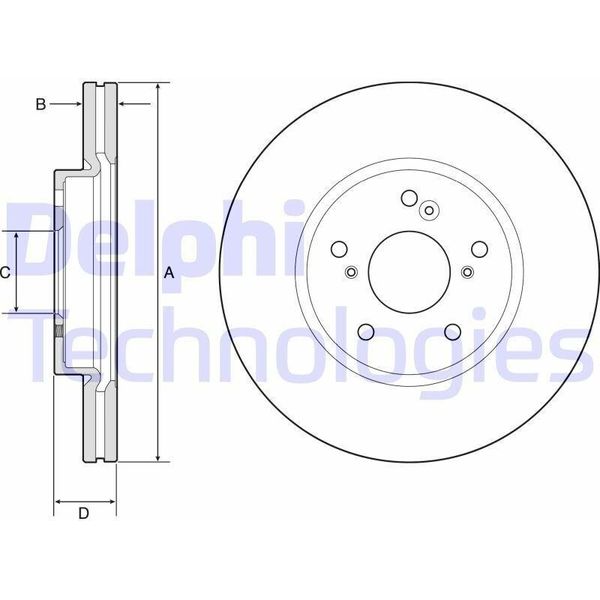 2X Disco Freno Delphi BG4785C Per Honda HR-V (Ru) Accord Ix Sedan (Cr)-image