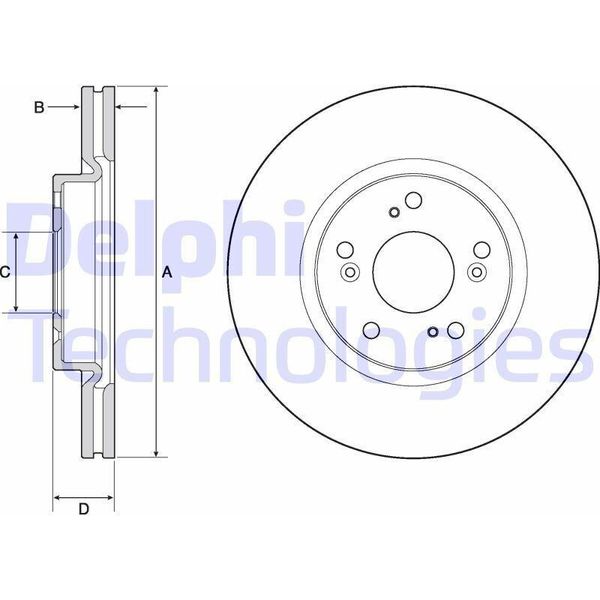 2X Disco Freno Delphi BG4698C Per Honda Civic Ix (Fk) Civic Ix Tourer (Fk) 47Mm-image