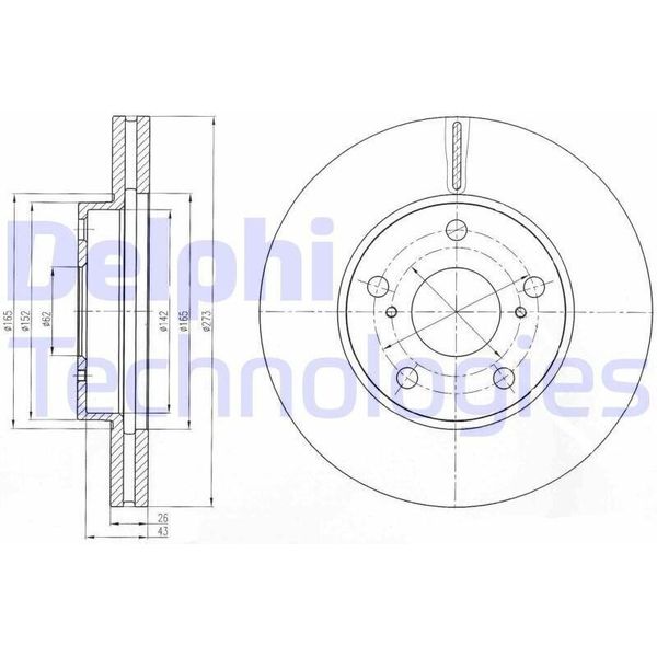 2X Disco Freno Delphi BG4234C Per Toyota Corolla Notchback (E15_) 49 2Mm 273Mm-image