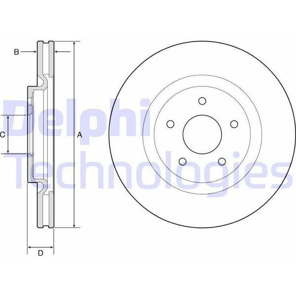 2X Disco Freno Delphi BG9195C Per Renault Koleos Ii (Hc_) 44Mm 320Mm-image