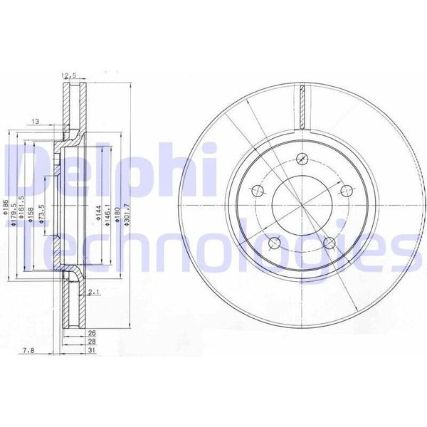 2X Disco Freno Delphi BG3716 Per Jeep Cherokee (Kj) Per Dodge Caravan (Rg_)-image