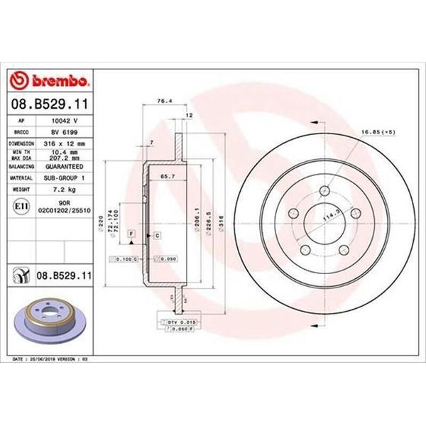 2X Brembo Disco Freno 08.B529.11 Per Jeep Cherokee (Kk) Per Dodge Nitro Suv-image
