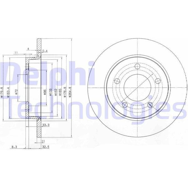 2X Disco Freno Delphi BG4025C Per Mazda 5 (CR19) 3 (Bk) 3 (Bl) Premacy (Cp)-image