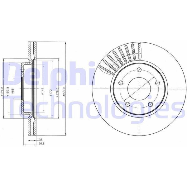 2X Disco Freno Delphi BG4282C Per Nissan Juke (F15) Pulsar Hatchback (C13)-image
