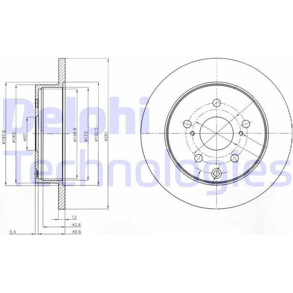2X Disco Freno Delphi BG4115 Per Toyota Rav 4 Iv (ZSA4_ ALA4_) 55Mm 281Mm-image