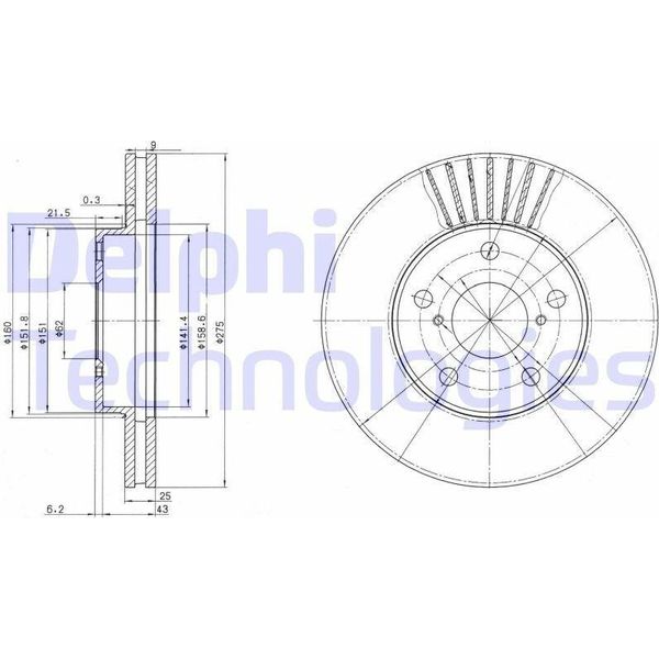 Disco Freno Delphi BG3856 Per Toyota Rav 4 Ii (CLA2_ XA2_ ZCA2_ ACA2_)-image