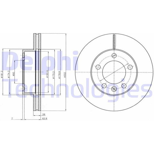 2X Disco Freno Delphi BG4328 Per Opel Movano B (X62) 69 8Mm 302Mm-image