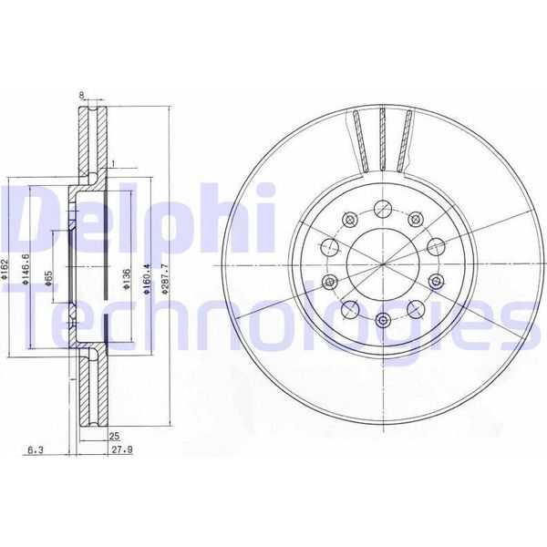 2X Disco Freno Delphi BG3035C Per Vw Golf Iv Hatchback (1J1) Polo (9N_) Bora-image