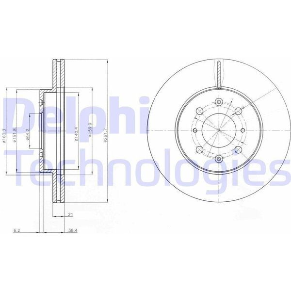 2X Disco Freno Delphi BG2759 Per Honda Civic Vii Hatchback (Eu Ep Ev) 44 5Mm-image