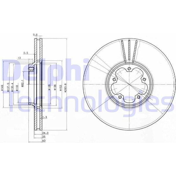 2X Disco Freno Delphi BG3504 Per Ford Transit Van (Fa_ _) 43Mm 294Mm-image