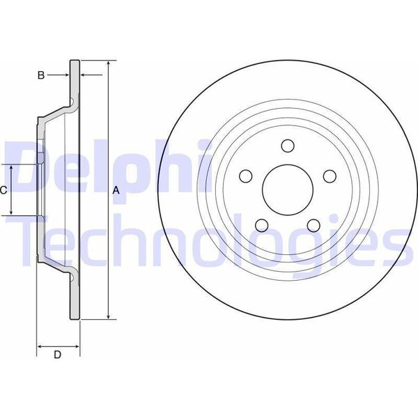 2X Disco Freno Delphi BG4782C Per Ford Kuga Mk2 (DM2) S-Max (Cj) Galaxy (Ck)-image